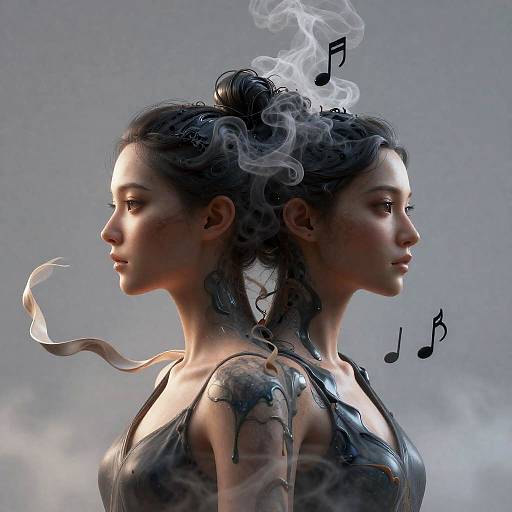 Intricate Dual Dancer Acrylic Portrait