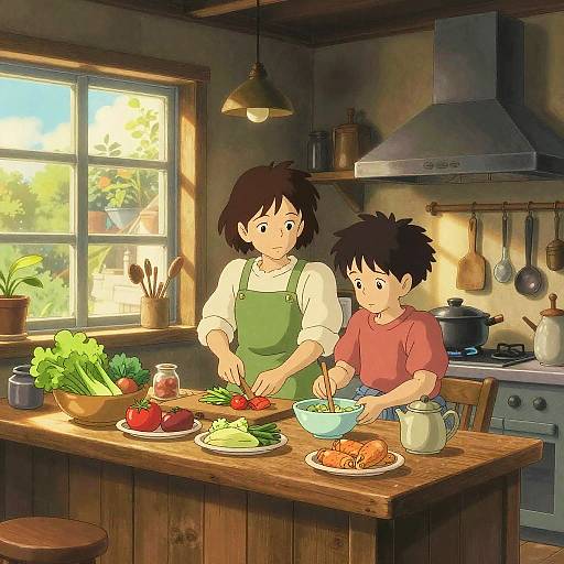 Cozy Studio Ghibli Kitchen Scene