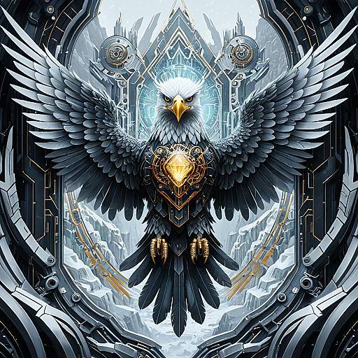 Mechanical Eagle Phoenix with Luminous Circuitry