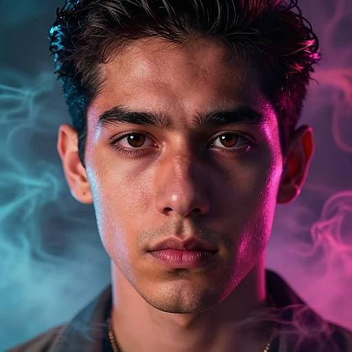 Peso Pluma Intense Neon Gaze