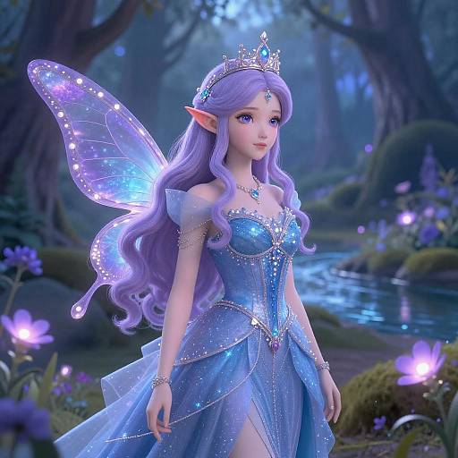 Fantasy Princess in Enchanted Forest