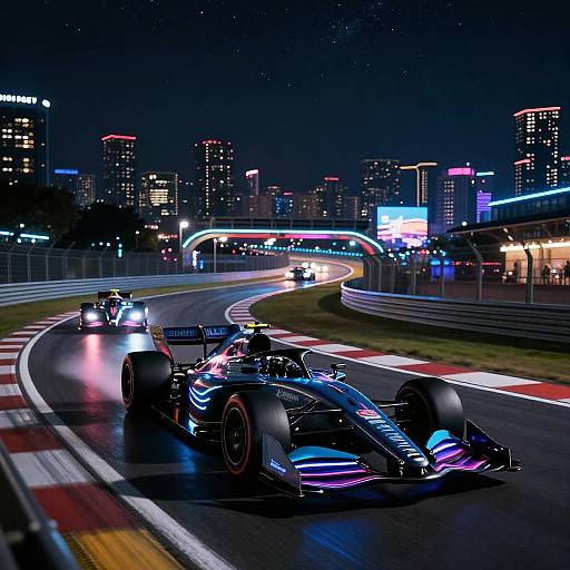 Neon Cyberpunk Night Racing Scene