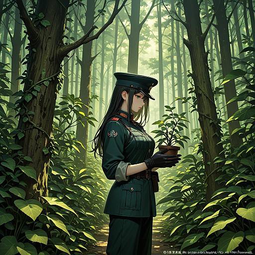 Nature-Inspired Militant Girl in Jungle