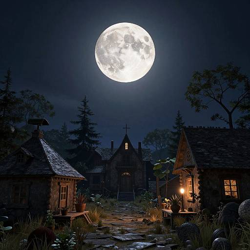 Phosphorescent Moonlit Surreal Landscape