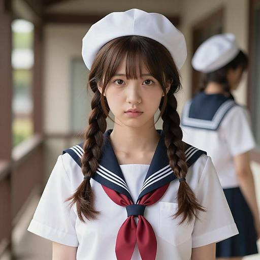 Japanese Schoolgirl in Sailor Uniform