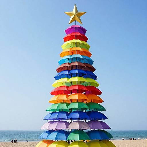 Surreal Rainbow Umbrella Tower