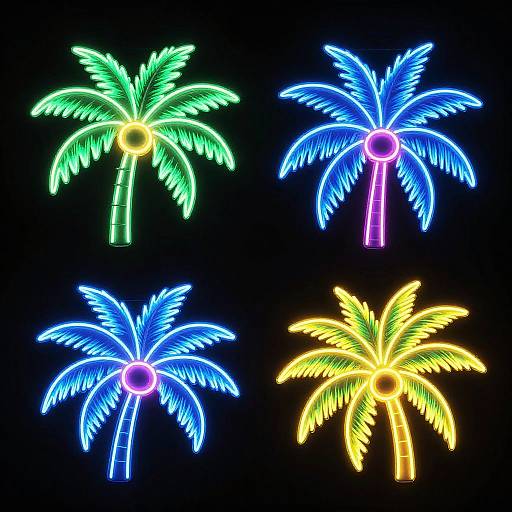 Neon 80s Tropical Palm Trees
