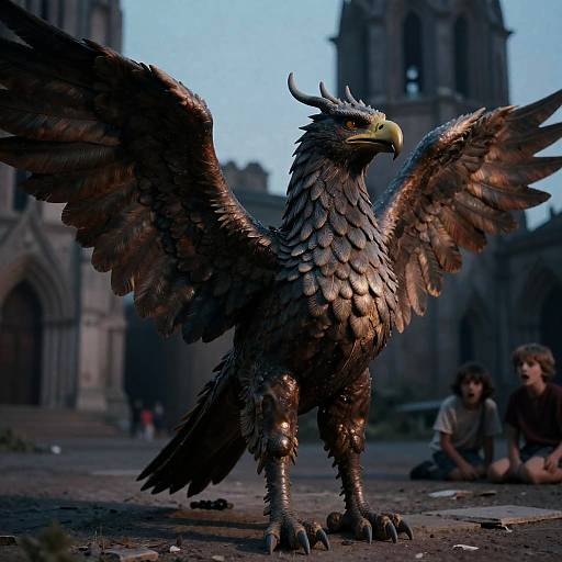 Ancient Gryphon in Twilight Cathedral