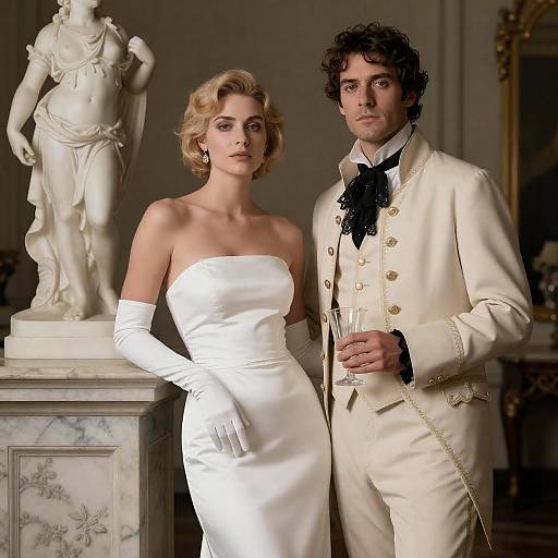 Ornate Vintage Couple in Elegant Attire