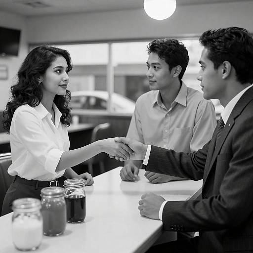 Classic Diner Scene in Black and White