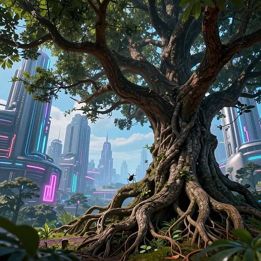 Surreal Fusion of Nature and Futurism