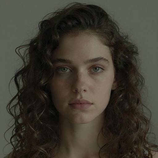 Portrait of a Young Woman with Curly Hair