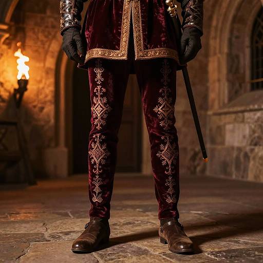 Noble Knight in Medieval Velvet Tights