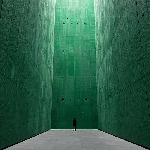 Endless Silent Corridor with Solitary Figure