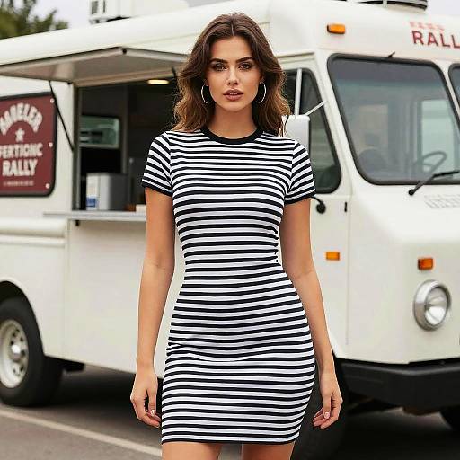 Pear-Shaped Woman at Food Truck Rally