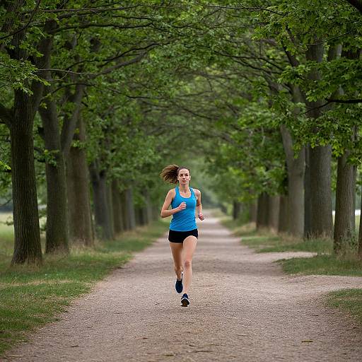 Woman Jogging on Serene Forest Path