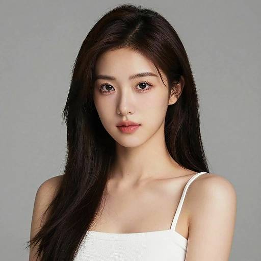 Portrait of young Asian woman with long hair