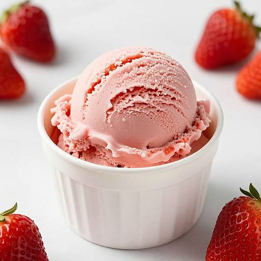 Strawberry Ice Cream in White Cup