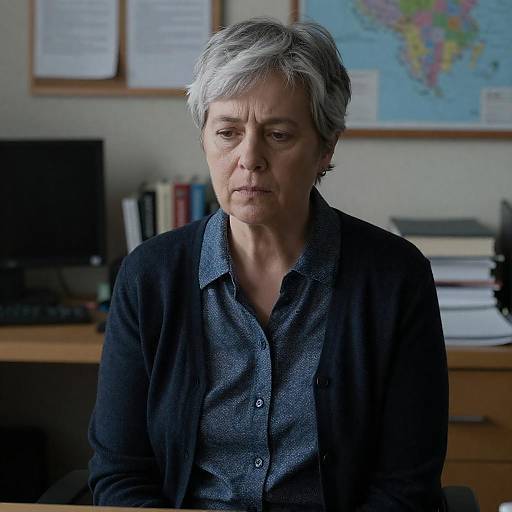 Somber Office Portrait of Middle-Aged Woman