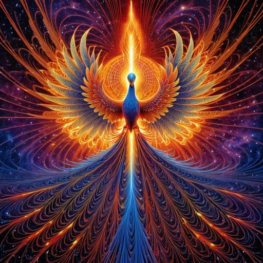 Vivid Cosmic Phoenix with Fiery Trails