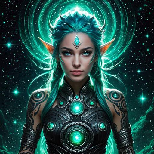 Radiant Space Elf Amid Cosmic Plasma