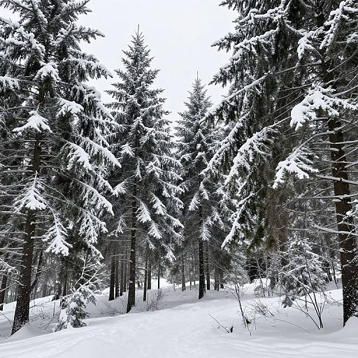 Serene Snow-Covered Winter Forest