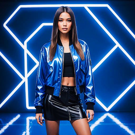 Futuristic Fashion: Confident Young Woman