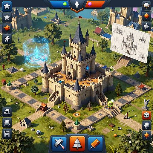 Futuristic Medieval Castle Builder Interface