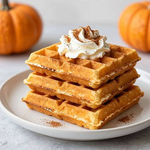 Pumpkin Spice Waffles with Whipped Cream