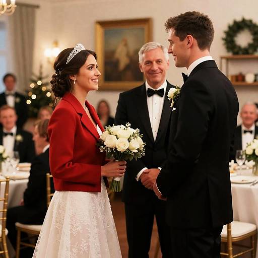 Festive Wedding Reception with Joyful Couple