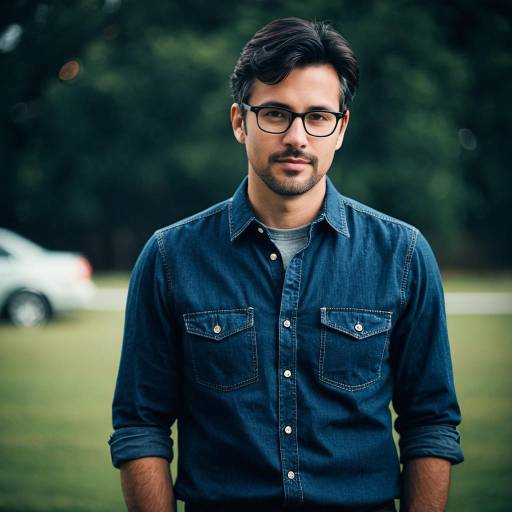 Casual man in denim shirt with glasses
