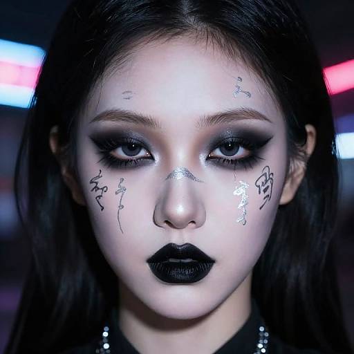 Korean Goth Makeup with Neon Glow