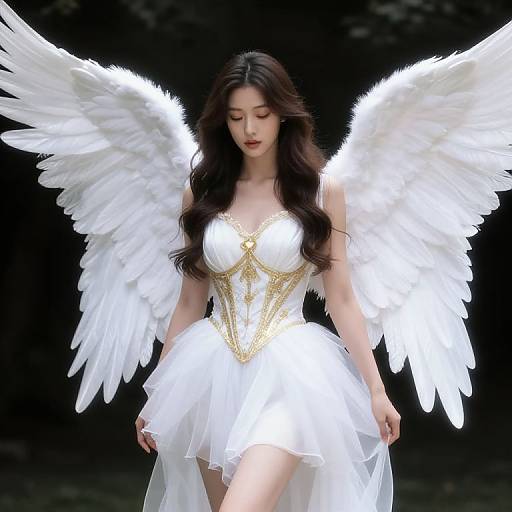 Elegant Female Angel in White Dress