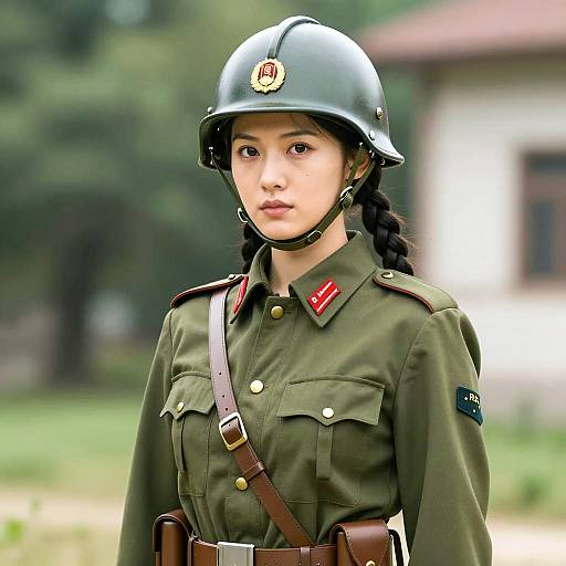 Photorealistic Female Soldier in Military Costume