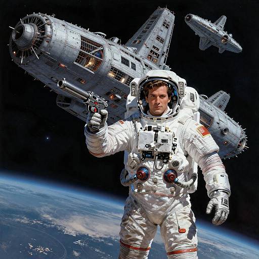 Handsome Astronaut in Retro Sci-Fi Style