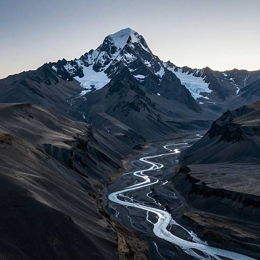 Majestic Icy Mountain with Luminous River