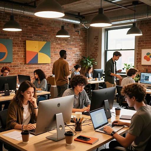 Vibrant Freelancers in Loft Workspace