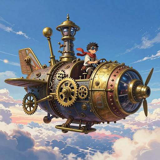 Whimsical Steampunk Anime Airship Adventure
