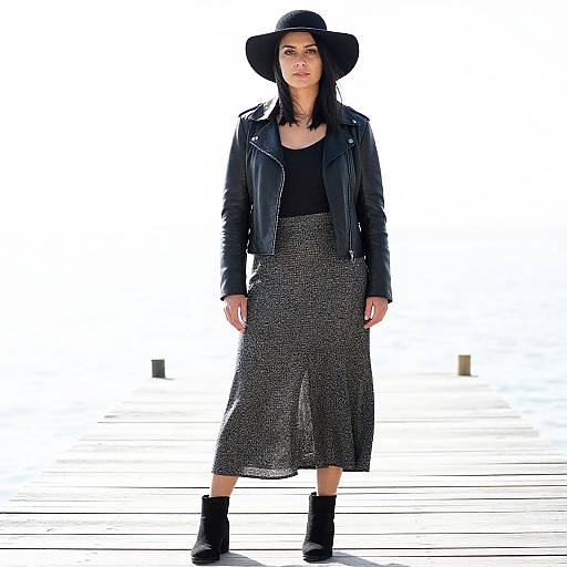 Confident Woman on Wooden Pier