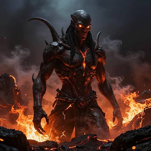 Nephilim Silhouette in Fiery Apocalypse