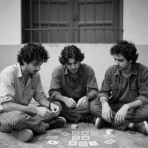 Three Men Playing Cards Indoors