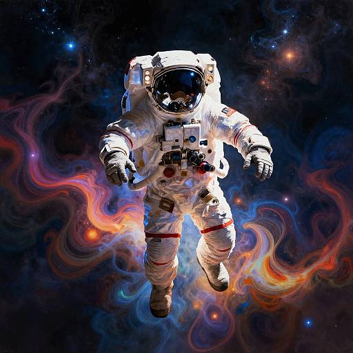 Astronaut in Vivid Space Colorscape