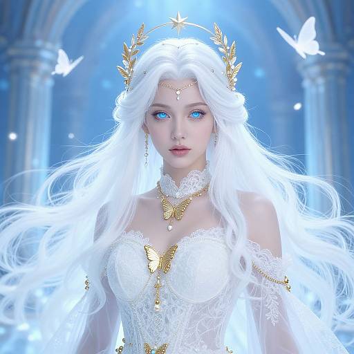 Fantasy White-Haired Bride Illustration