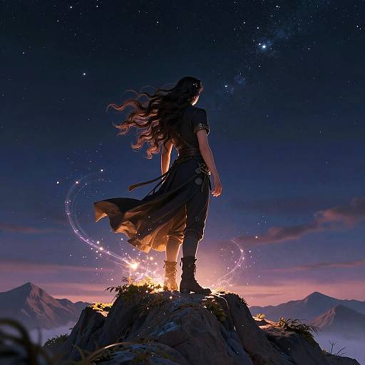 Epic Fantasy Character on Mountain Peak