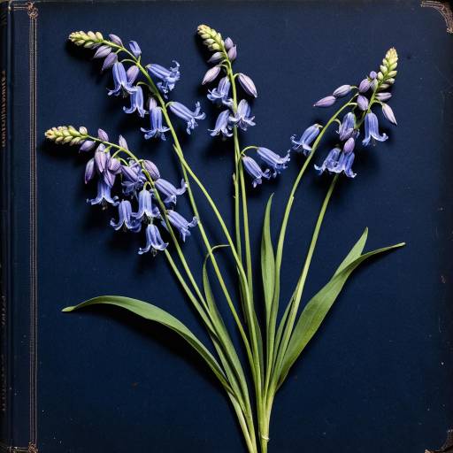 Antique Botanical Illustration of Bioluminescent Bluebells