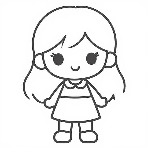Cute Girl Coloring Page Design