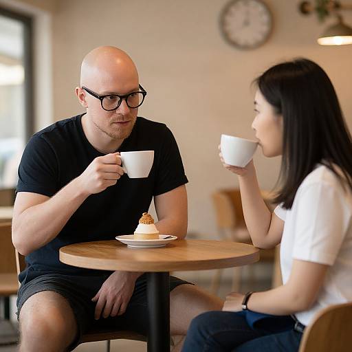 Couple Drinking Coffee at Cafe