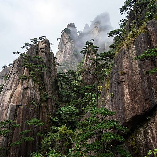 Misty Green Mountain Landscape