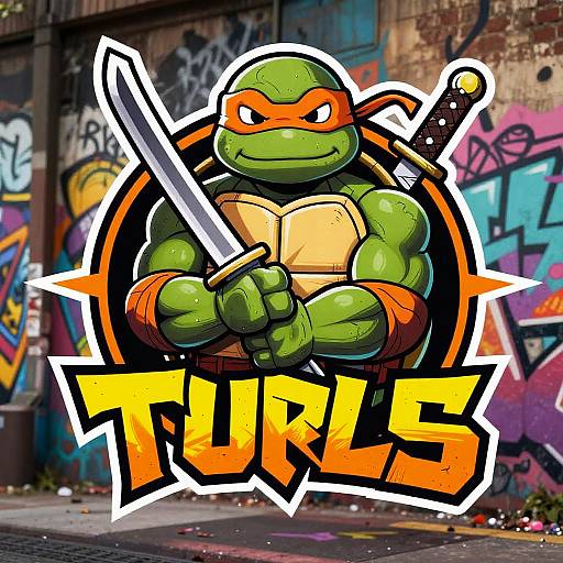 Vibrant Ninja Turtles Logo Design
