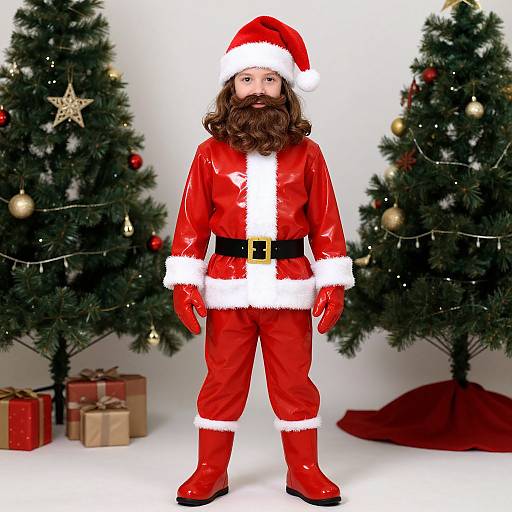 Festive PVC Santa Costume for Men